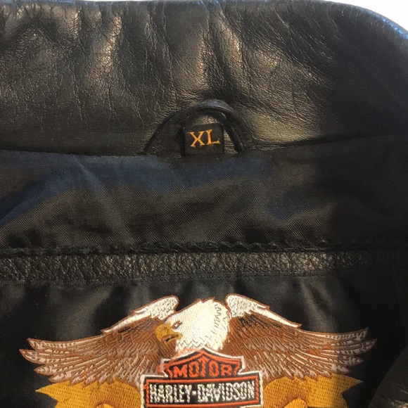 HARLEY-DAVIDSON BLACK LEATHER MID-WEIGHT JACKET XL ZIP FRONT W/HD HANGER - Picture 5 of 16